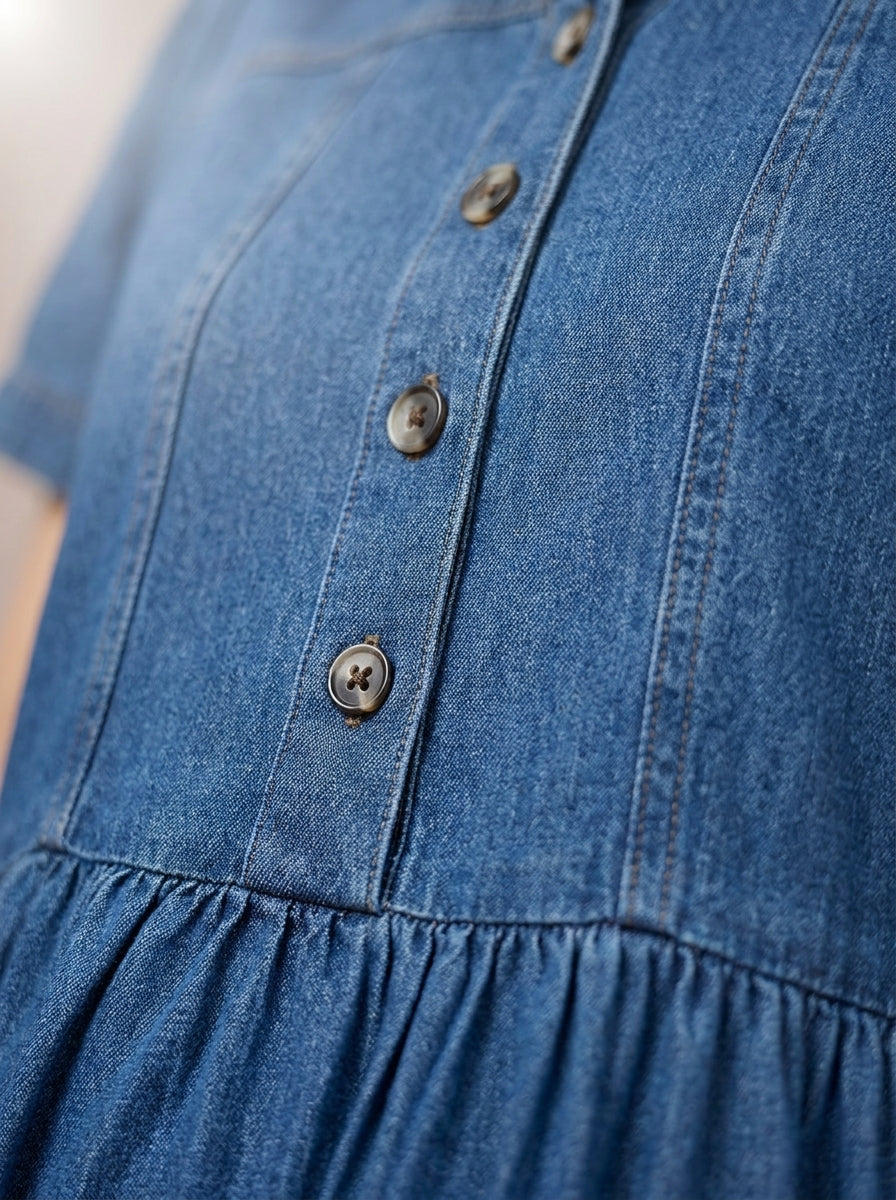 Sheila | Vestido Camisero Vaquero de Manga Corta