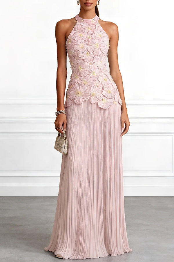Ángeles | Vestido Largo con Bordado Floral en Relieve