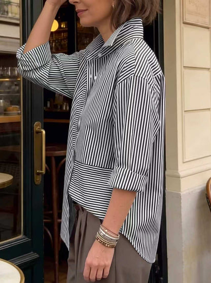 Amparo | Camisa Oversize de Rayas con Botones Grandes