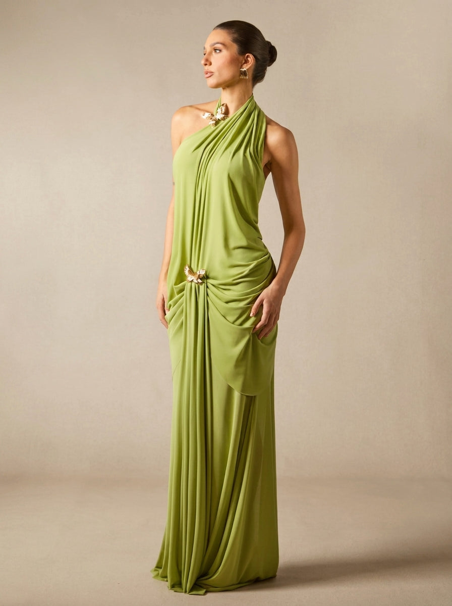 Amor | Vestido largo con adornos de mariposas