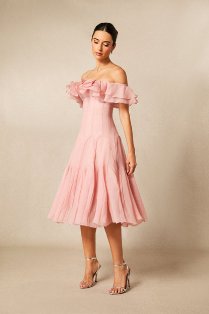 Vestido midi de volantes, frontal