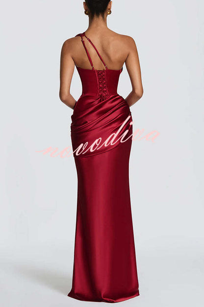 Alicia | Vestido Largo de Un Hombro con Abertura