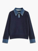 2 in 1 Panel Lapel Relaxed Sweater