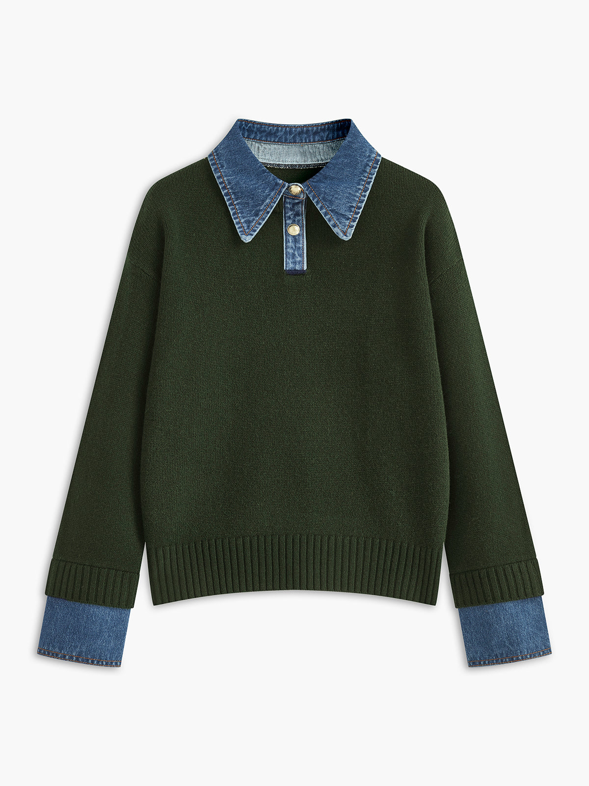 2 in 1 Panel Lapel Relaxed Sweater