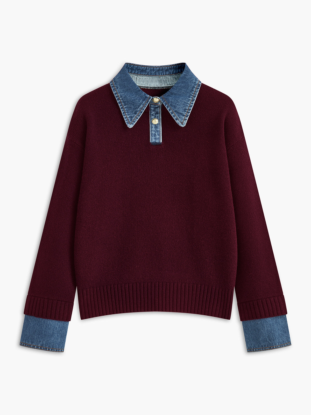 2 in 1 Panel Lapel Relaxed Sweater