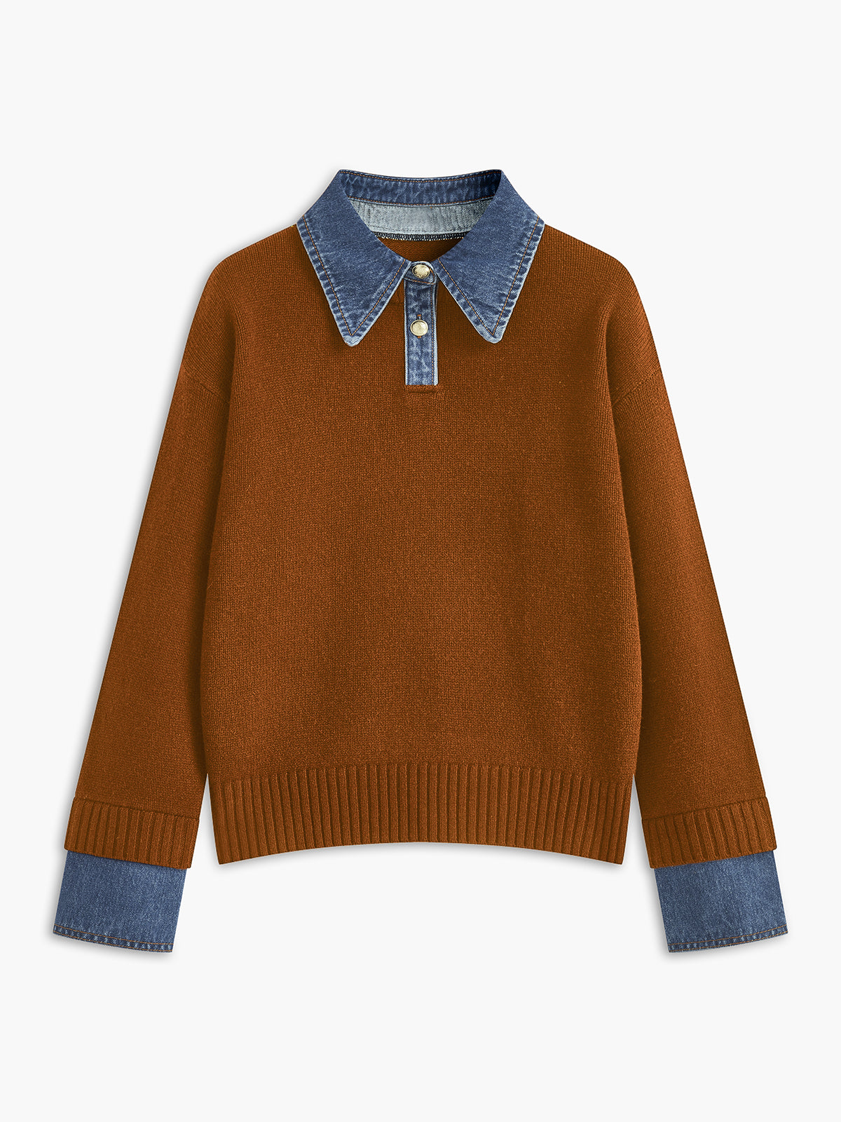 2 in 1 Panel Lapel Relaxed Sweater