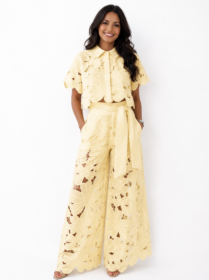 Alessia | Conjunto de Dos Piezas de Encaje de Flores Guipur