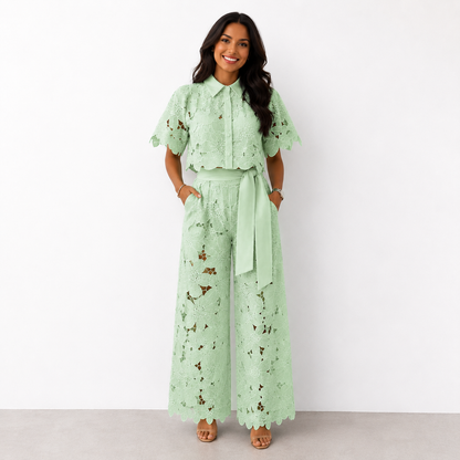 Alessia | Conjunto de Dos Piezas de Encaje de Flores Guipur
