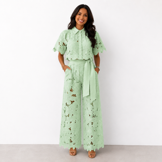 Alessia | Two-Piece Guipure Floral Lace Set