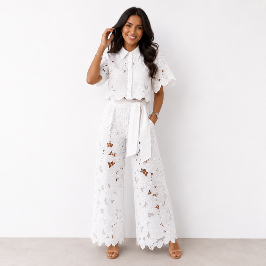 Alessia | Two-Piece Guipure Floral Lace Set