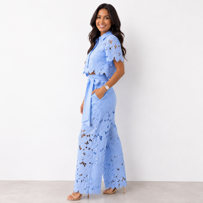 Alessia | Conjunto de Dos Piezas de Encaje de Flores Guipur