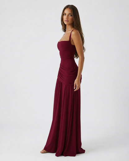 Alejandra | Vestido Largo con Escote Cuadrado y Cordones