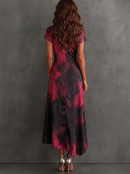 Emilia | Vestido Largo Cruzado con Estampado Abstracto