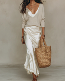 Chiara | Two-Piece Set: Slip Dress and Cotton Knit Sweater