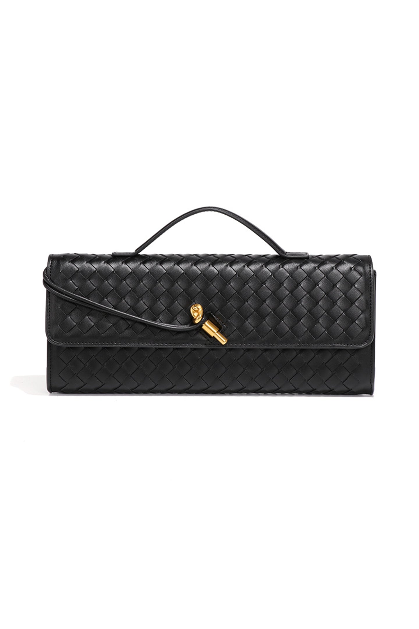 Clutch de piel trenzada en tono natural