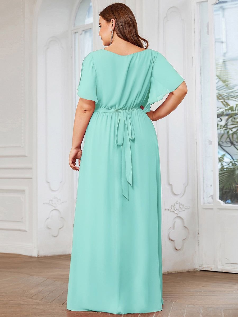 Rosalía | Vestido Largo de Gasa Plisada con Manga Flotante