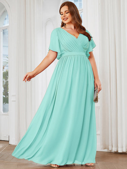 Rosalía | Vestido Largo de Gasa Plisada con Manga Flotante