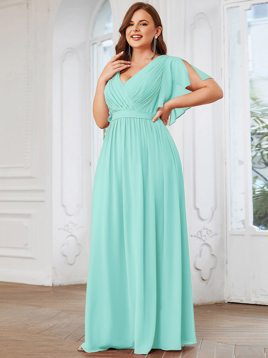 Rosalía | Vestido Largo de Gasa Plisada con Manga Flotante
