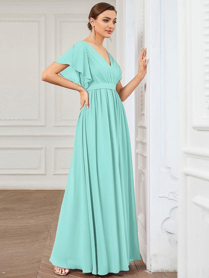 Rosalía | Vestido Largo de Gasa Plisada con Manga Flotante