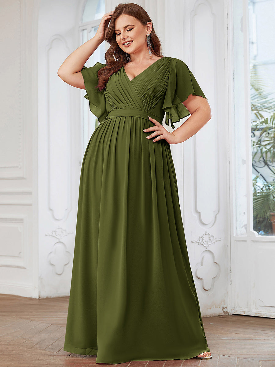 Rosalía | Vestido Largo de Gasa Plisada con Manga Flotante