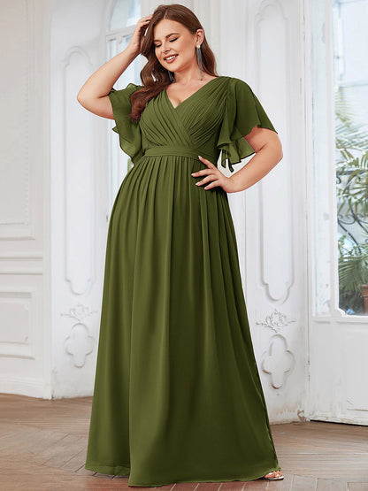 Rosalía | Vestido Largo de Gasa Plisada con Manga Flotante