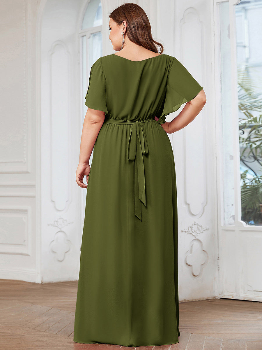Rosalía | Vestido Largo de Gasa Plisada con Manga Flotante