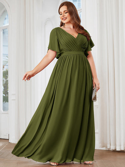 Rosalía | Vestido Largo de Gasa Plisada con Manga Flotante