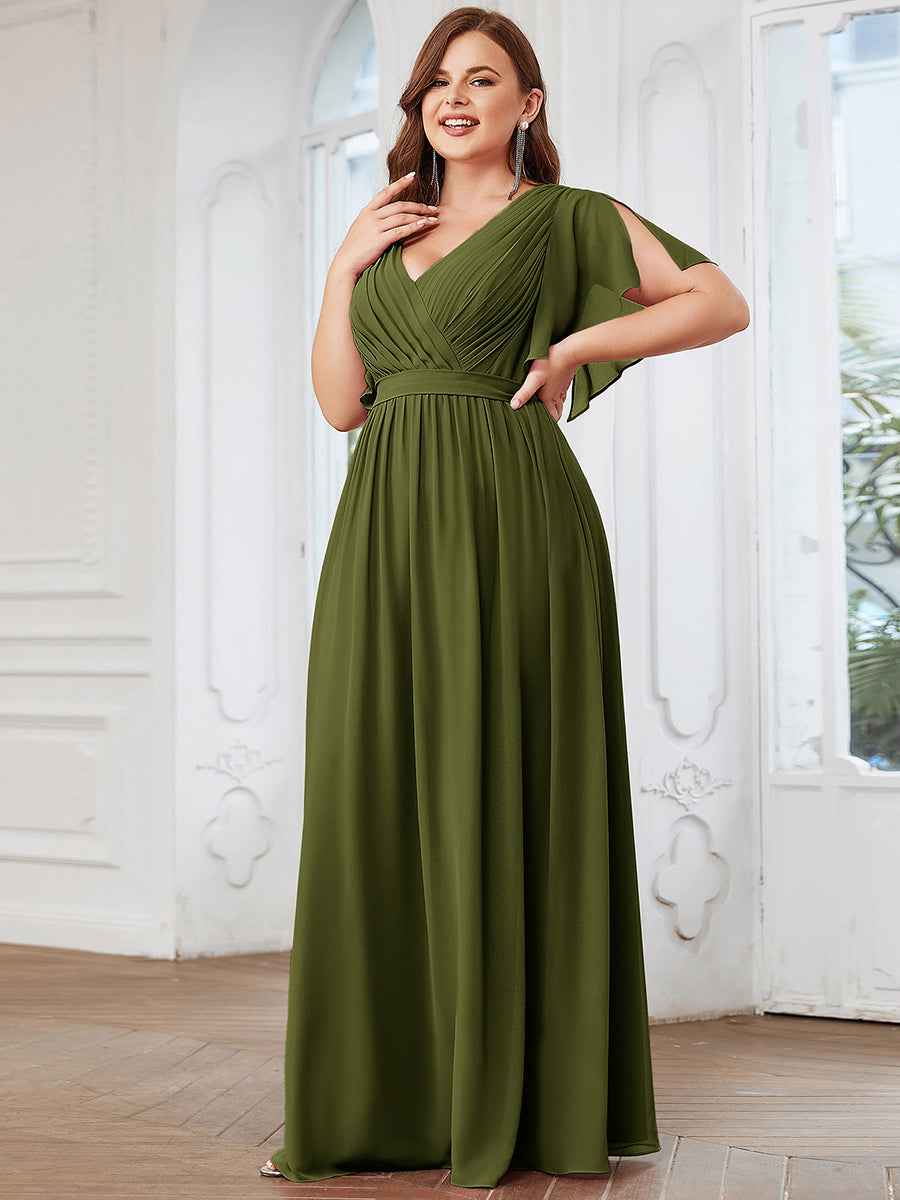 Rosalía | Vestido Largo de Gasa Plisada con Manga Flotante