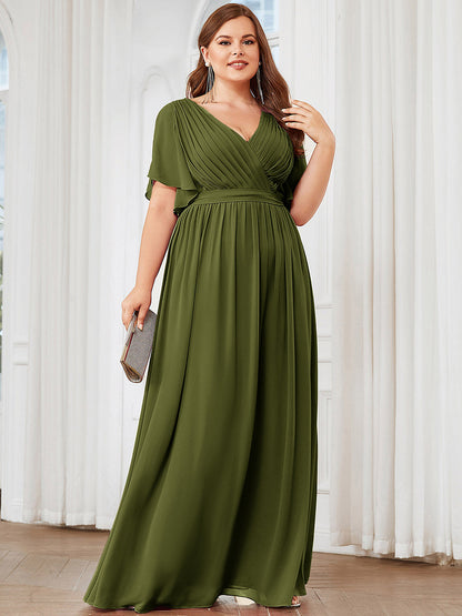 Rosalía | Vestido Largo de Gasa Plisada con Manga Flotante