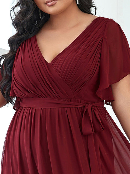 Rosalía | Vestido Largo de Gasa Plisada con Manga Flotante