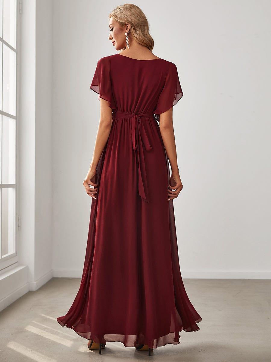 Rosalía | Vestido Largo de Gasa Plisada con Manga Flotante