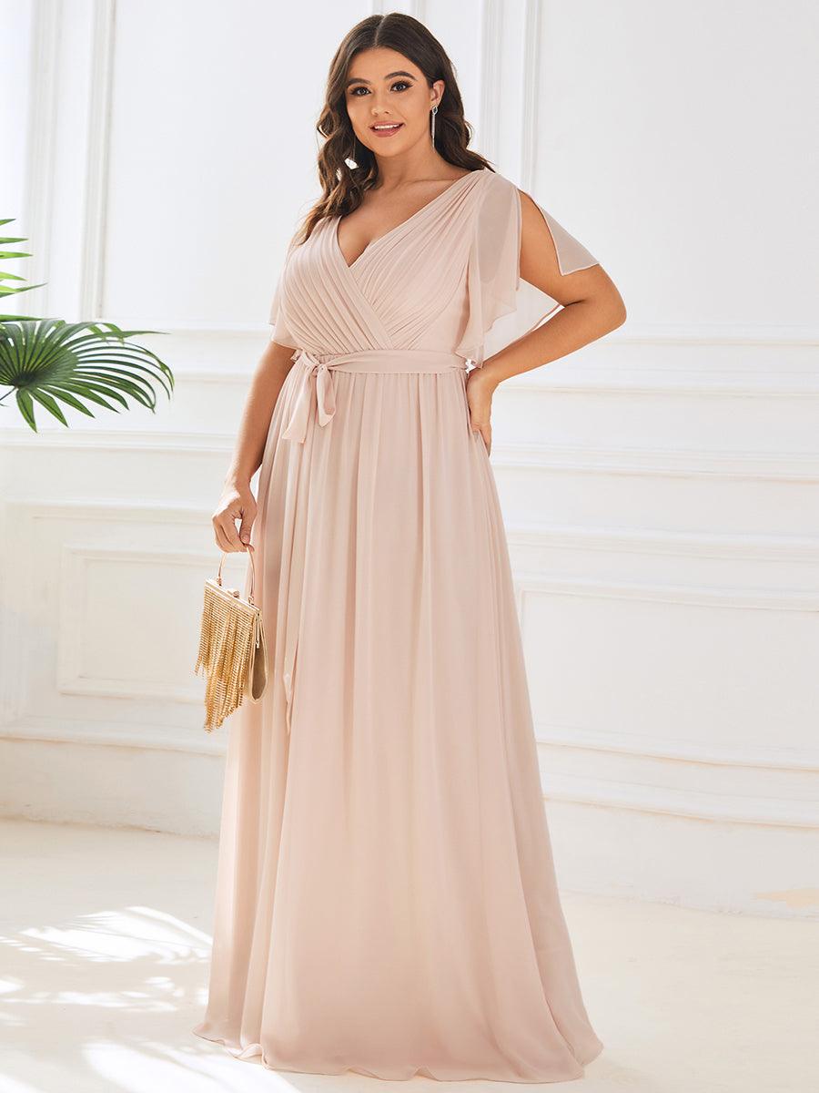 Rosalía | Vestido Largo de Gasa Plisada con Manga Flotante