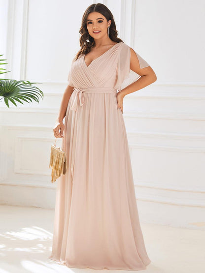 Rosalía | Vestido Largo de Gasa Plisada con Manga Flotante