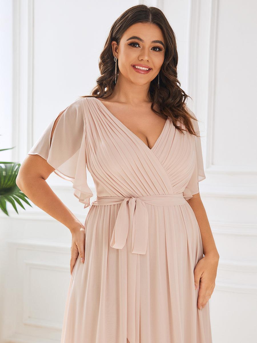 Rosalía | Vestido Largo de Gasa Plisada con Manga Flotante