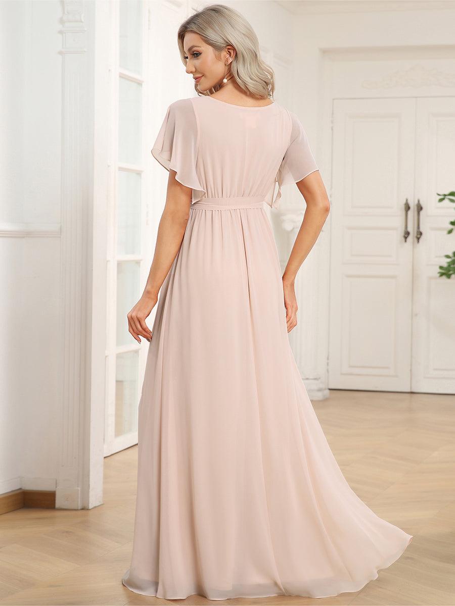 Rosalía | Vestido Largo de Gasa Plisada con Manga Flotante