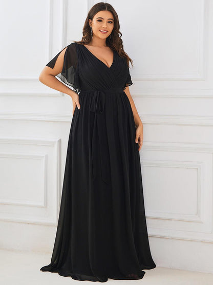 Rosalía | Vestido Largo de Gasa Plisada con Manga Flotante