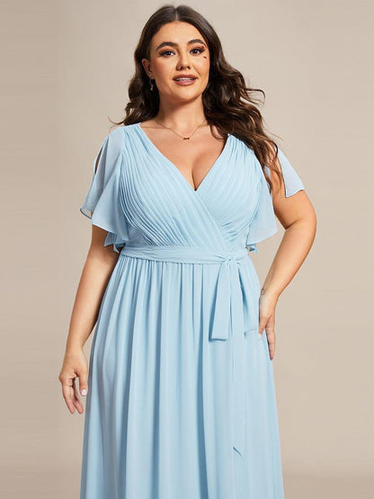 Rosalía | Vestido Largo de Gasa Plisada con Manga Flotante