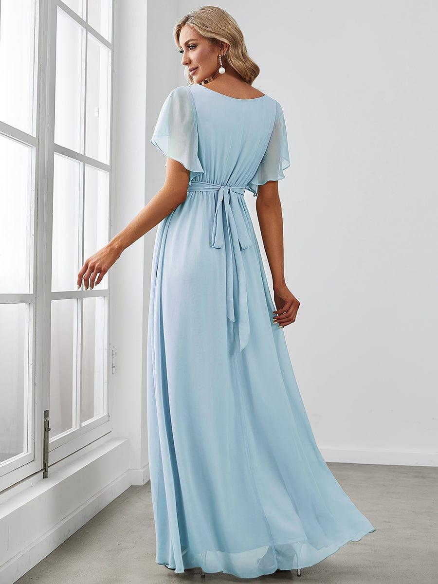 Rosalía | Vestido Largo de Gasa Plisada con Manga Flotante