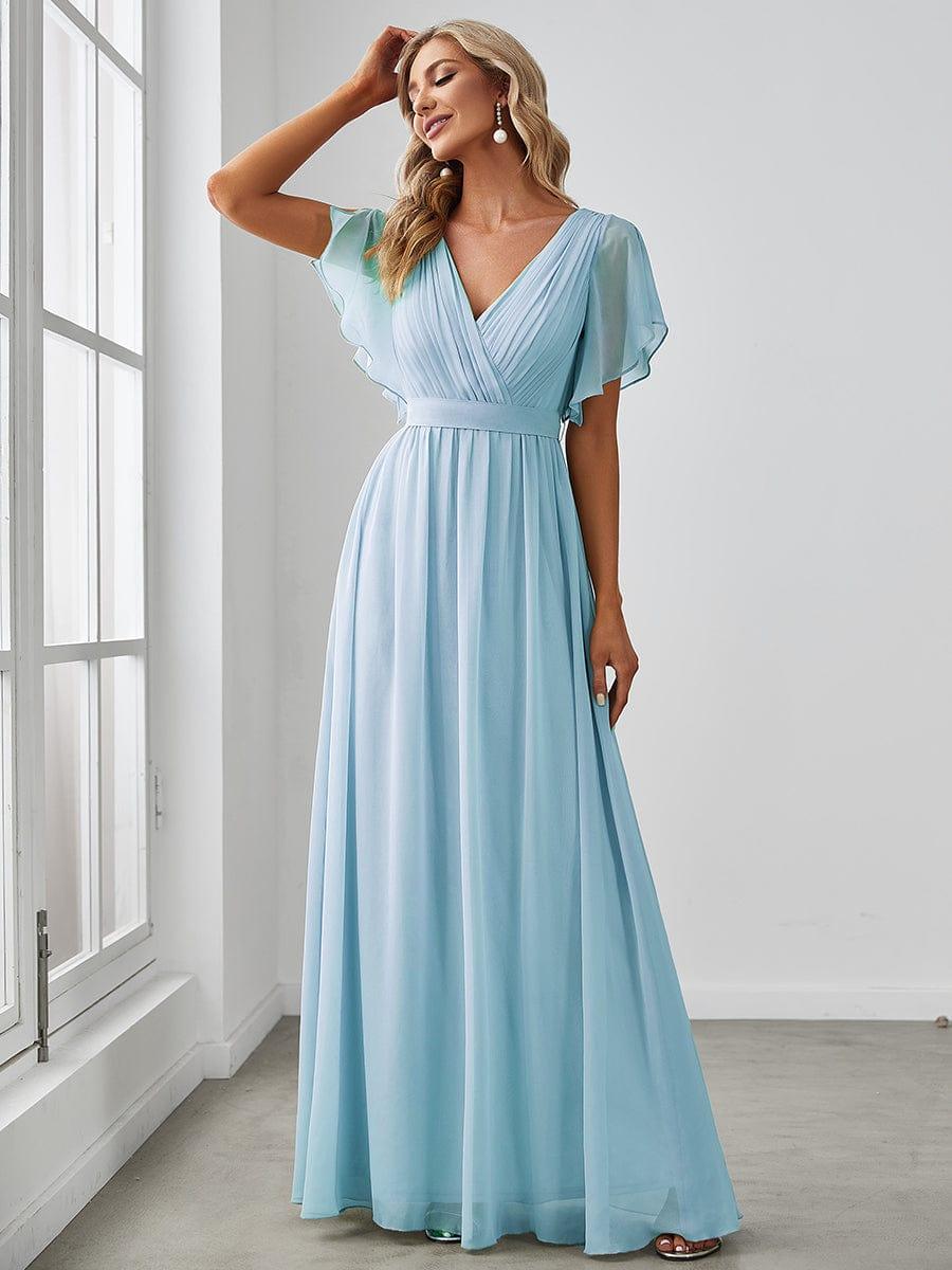 Rosalía | Vestido Largo de Gasa Plisada con Manga Flotante