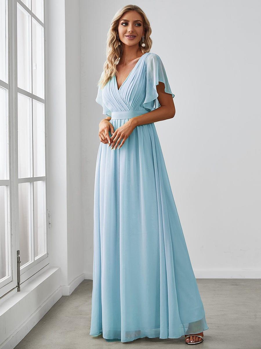 Rosalía | Vestido Largo de Gasa Plisada con Manga Flotante