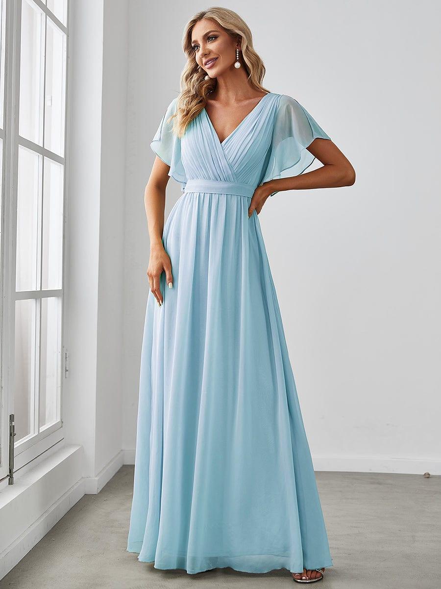 Rosalía | Vestido Largo de Gasa Plisada con Manga Flotante
