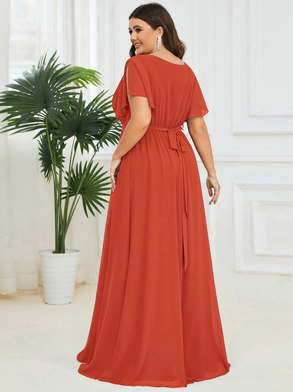 Rosalía | Vestido Largo de Gasa Plisada con Manga Flotante