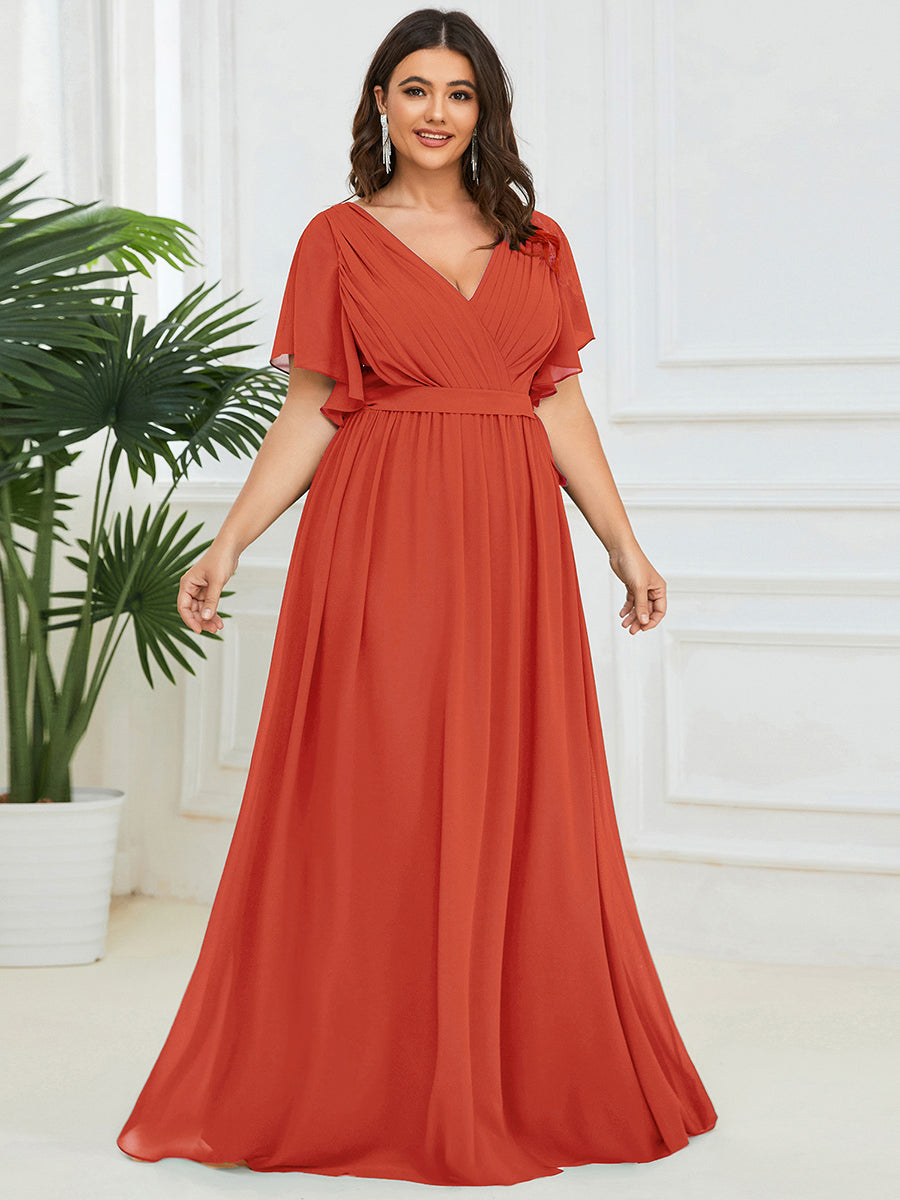 Rosalía | Vestido Largo de Gasa Plisada con Manga Flotante