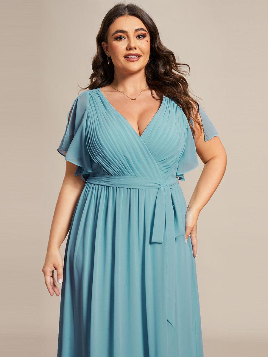 Rosalía | Vestido Largo de Gasa Plisada con Manga Flotante