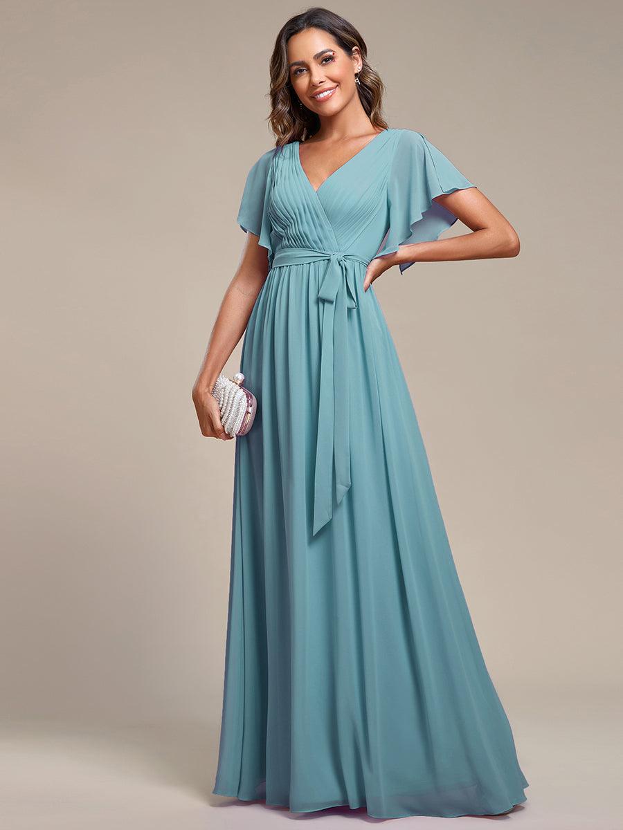 Rosalía | Vestido Largo de Gasa Plisada con Manga Flotante