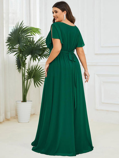 Rosalía | Vestido Largo de Gasa Plisada con Manga Flotante