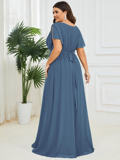 Rosalía | Vestido Largo de Gasa Plisada con Manga Flotante