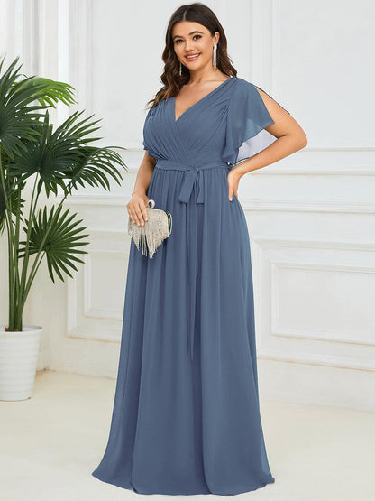 Rosalía | Vestido Largo de Gasa Plisada con Manga Flotante