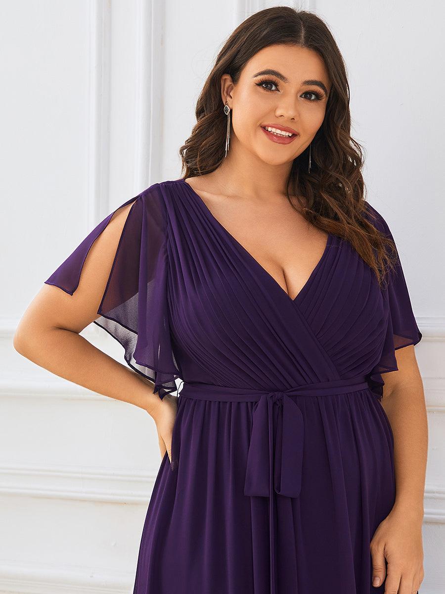 Rosalía | Vestido Largo de Gasa Plisada con Manga Flotante
