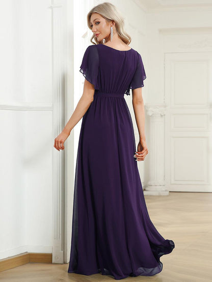 Rosalía | Vestido Largo de Gasa Plisada con Manga Flotante